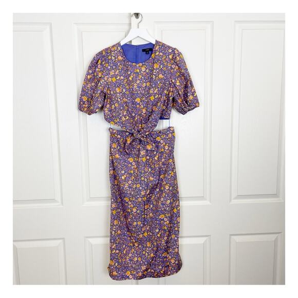 J. Crew Midnight Floral Cut Out Cotton Poplin S/S Midi Dress NWOT - Picture 3 of 13